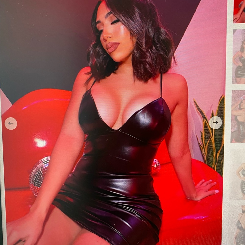 Sleek Black Faux Leather Mini Dress